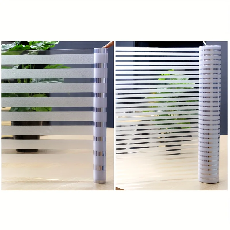 Window Film Frosted Window Film Privacy Film for Glass Windows Stripe Patterns Window Frosting Self-Adhesive Glass for Home Office