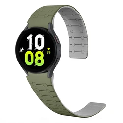 Premium 20mm No Gaps Magnetic Silicone Watch Band Bracelet - Watch 6 Classic 43mm (Green grey)