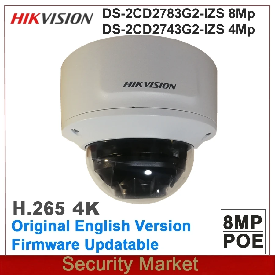 Original Hikvision DS-2CD2783G2-IZS 8Mp & DS-2CD2743G2-IZS 4MP POE IR AcuSense Varifocal Dome Network Camera