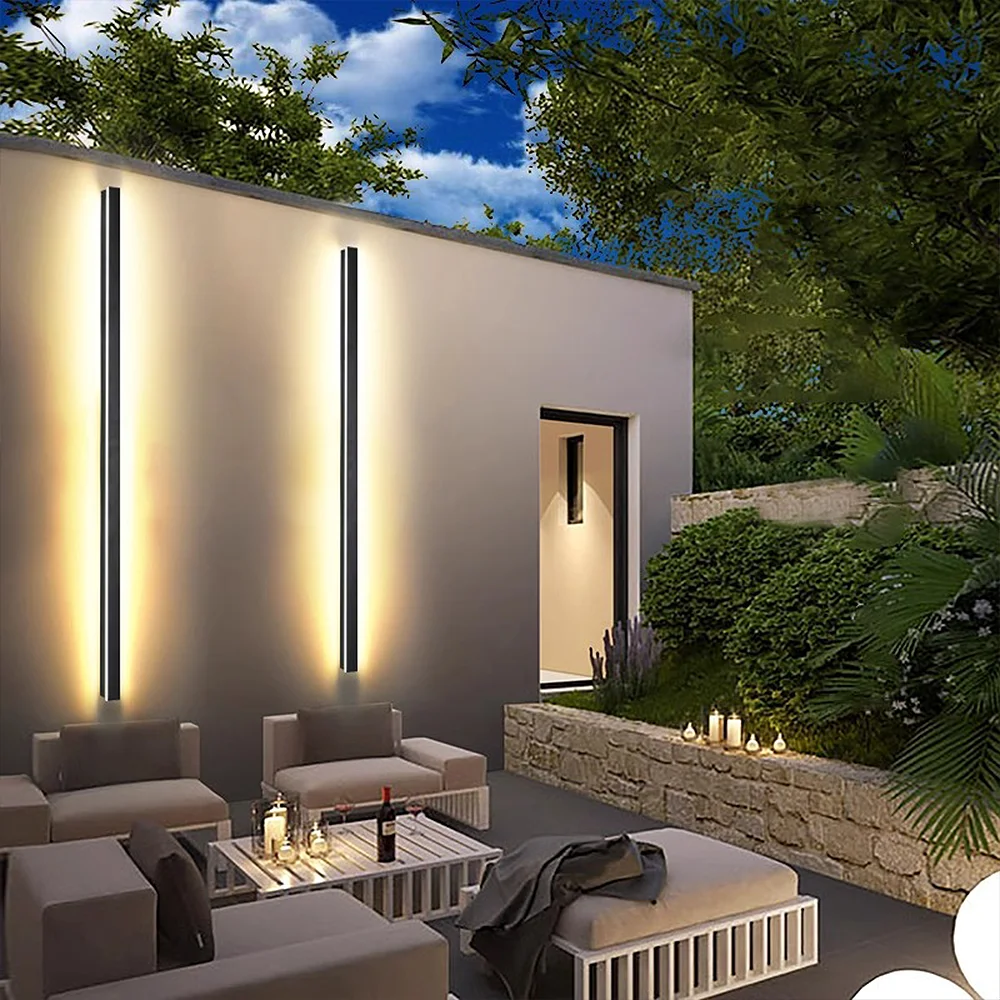 Long Strip Outdoor Wall Lamp Exterior Wall Ip65 Waterproof Modern LED Lighting Garden Villa Balcony Washer 85-265V Dimmable