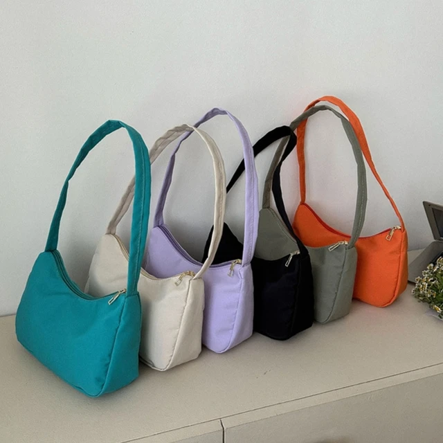 Shoulder Bags for Women Cute Hobo Tote Handbag Nylon Armpit Bag Mini Clutch  Purse Zipper Closure Solid Color Bags - AliExpress