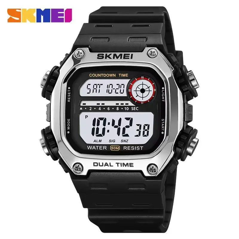 SKMEI 2126 Digital Countdown Sport Watch for Men Waterproof Stopwatch Mens Wristwatch Alarm LED Display Clock Montre Homme 1251 4