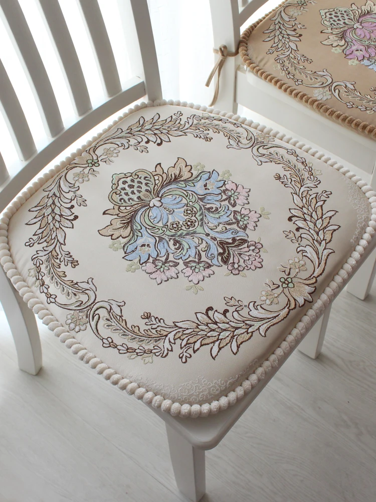 

European -Style Dining Chair Pad Jacquard Dining Chair Mat Four Seasons Universal Home Living Room Decor Seat Cushion Non-slip