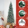 6/6.5/7.5 Ft Artificial TreePre-Decorated Pencil Christmas Tree Pre-Lit Holiday Tree PVC Flocked Frosted Tips Warm White Lights 4