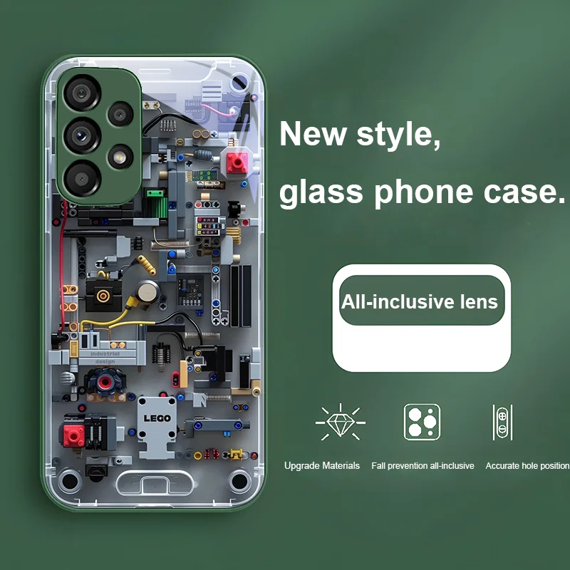 Sleek Grey Mechanical Interior Tempered Glass Phone Case
