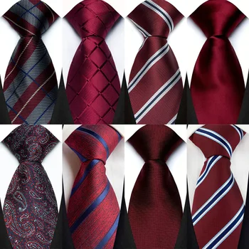 Dark Red Striped Paisley Tie 1
