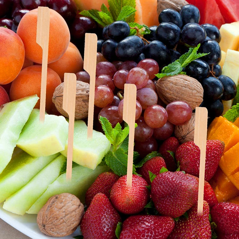 Disposable Bamboo Sticks Barbecue Tools Natural Bbq Bamboo Skewers Camping Party For Kabob Fruit Cocktail Party Bbq Tools 100x