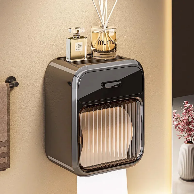 Paper Towel Holder Toilet Paper Holder Toilet Paper Rack Toilet Roll Holder Tissue Holder Wall Mounted Waterproof No Punching