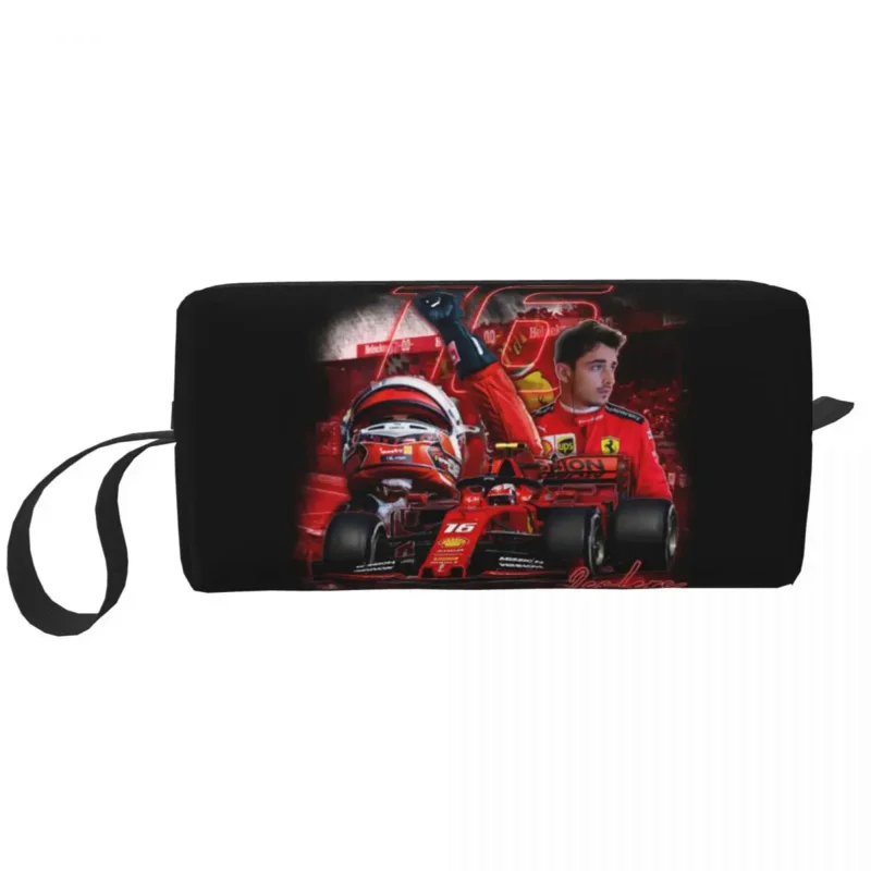 

Cute Charles Monaco Formula One Driver Leclercs Travel Toiletry Bag Women Cosmetic Makeup Bag Beauty Storage Dopp Kit