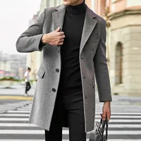 Winter Men Coats Woolen Solid Long Sleeve Jackets Fleece Men Overcoats Streetwear Fashion Long Trench Outerwear - Image 4