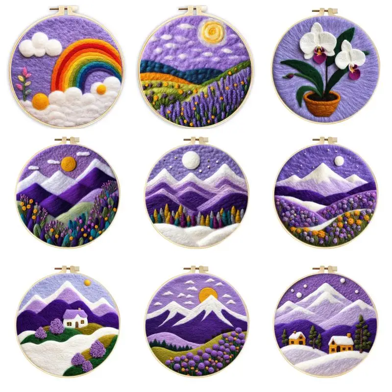 RUOPOTY Rainbow Pattem Needle Felt Starter Kit Diy Crafts For Adults Crafts Needle Felting Supplies Painting Kits With Tools Diy