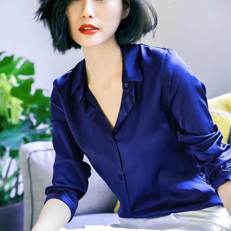 

Sexy Puff Long Sleeve Blouse for Women Slim Blouse for Ladies Casual Tops Female Clothing 51-70% Silk Spring and Summer