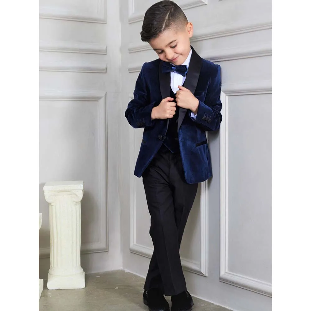Formal Boys Suits for Weddings Dress Elegant Children School Uniform Velvet Kids Party Costumes Tuxedo Clothes Sets