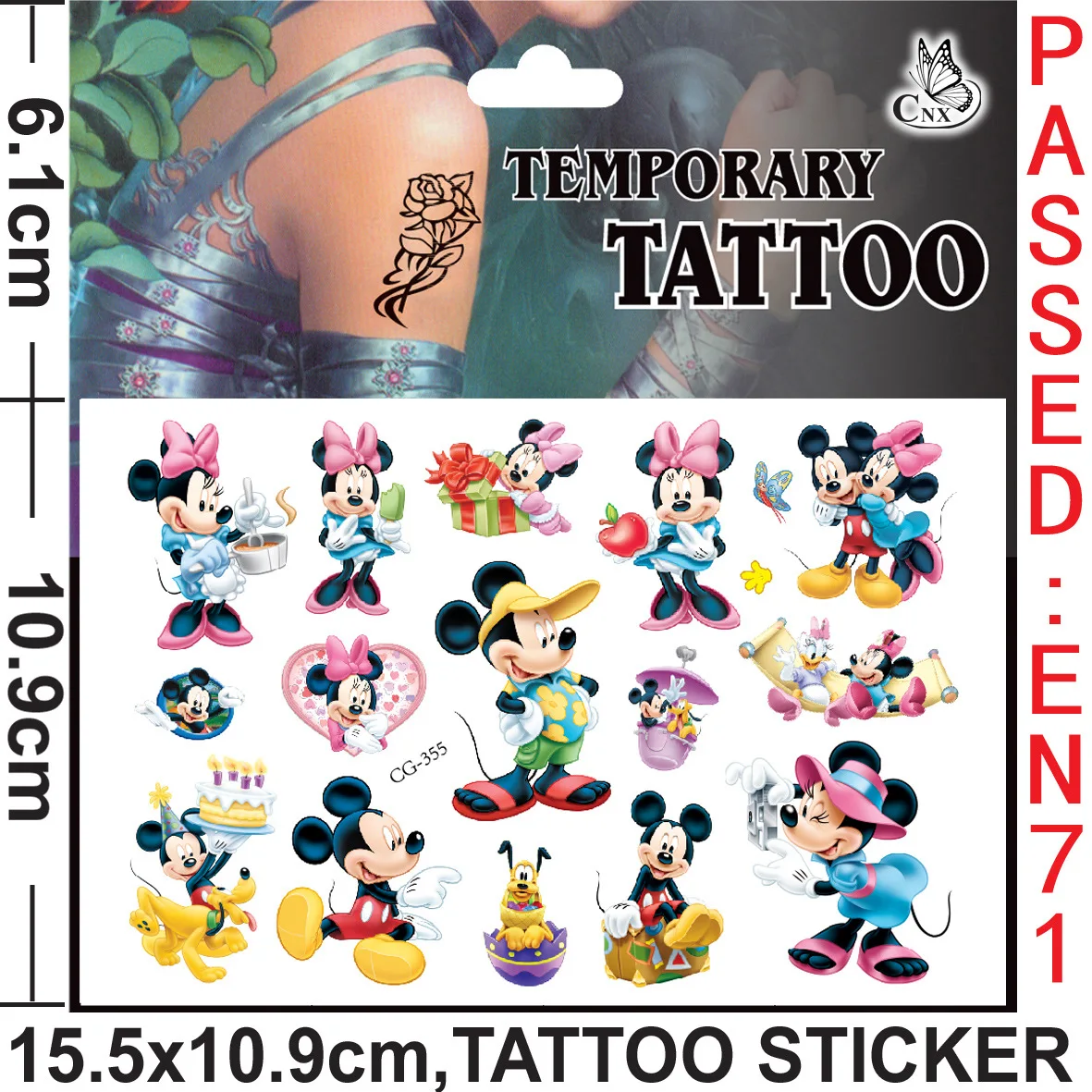 1Pcs Disney Mickey Minnie Mouse Kids Tattoo Sticker Anime Figure Cartoon Girls Birthday Gift Body Art Waterproof Tattoo Stickers