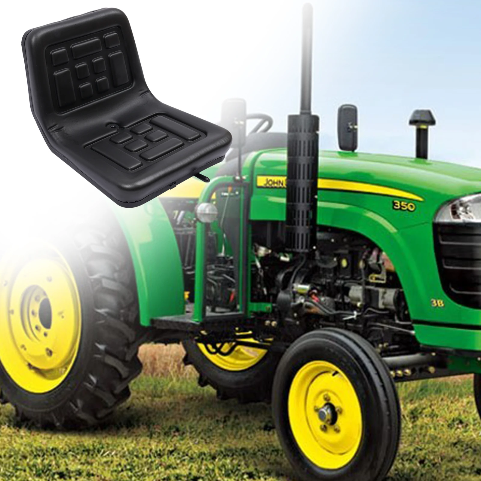 Universal Waterproof Seat Tractor Seat with A Drain Hole PU Material Horizontally Adjustable Black