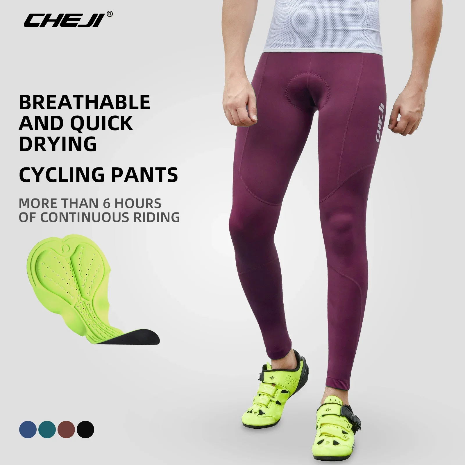 CHEJI Cycling Pants Men Cycling Team MTB Pants Riding Mountain Bike Trousers Road Bicycle Padded Breathable Bike Long cycling pants