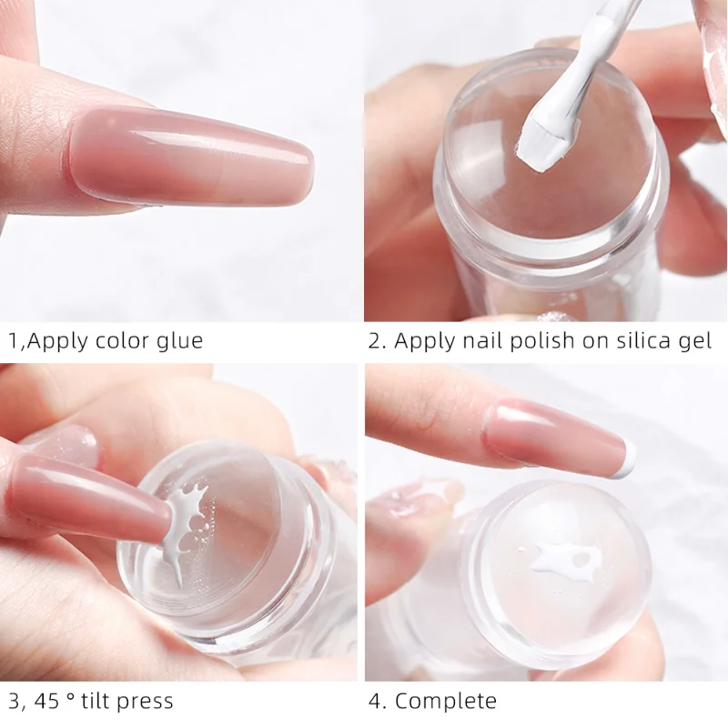 Nail Stamper Jelly Silicone Printing Nail Polish Stamping French Tip Nail Stamp Template with Scraper  Manicure Stencil Tools 6