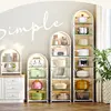 Nordic Simple Tempered Glass Kitchen Cabinets Slot Rack Household Kitchen Furniture Multi-layer Narrow Storage Cabinet with Door 1
