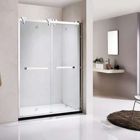 Freestanding Rectangular Stainless Steel Frames Sliding Track Bathroom Waterproof Glass Shower Room With Sliding Door