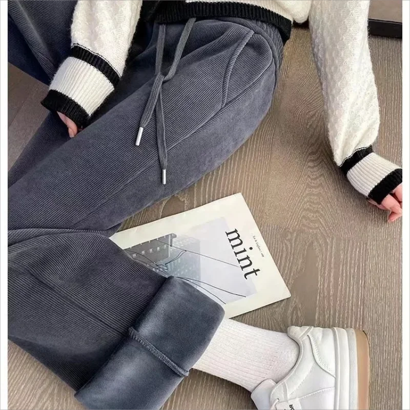 

High Quality Corduroy Wide leg Pants for Women in Autumn and Winter high Waisted Elastic Waisted Chenille Casual Straight leg