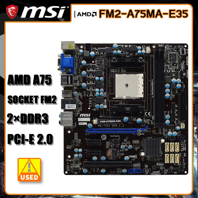 

Socket FM2 Motherboard MSI FM2-A75MA-E35 Motherboard DDR3 32GB AMD A75 PCI-E 2.0 USB3.0 support Athlon X4 740 A8-6500B cpu