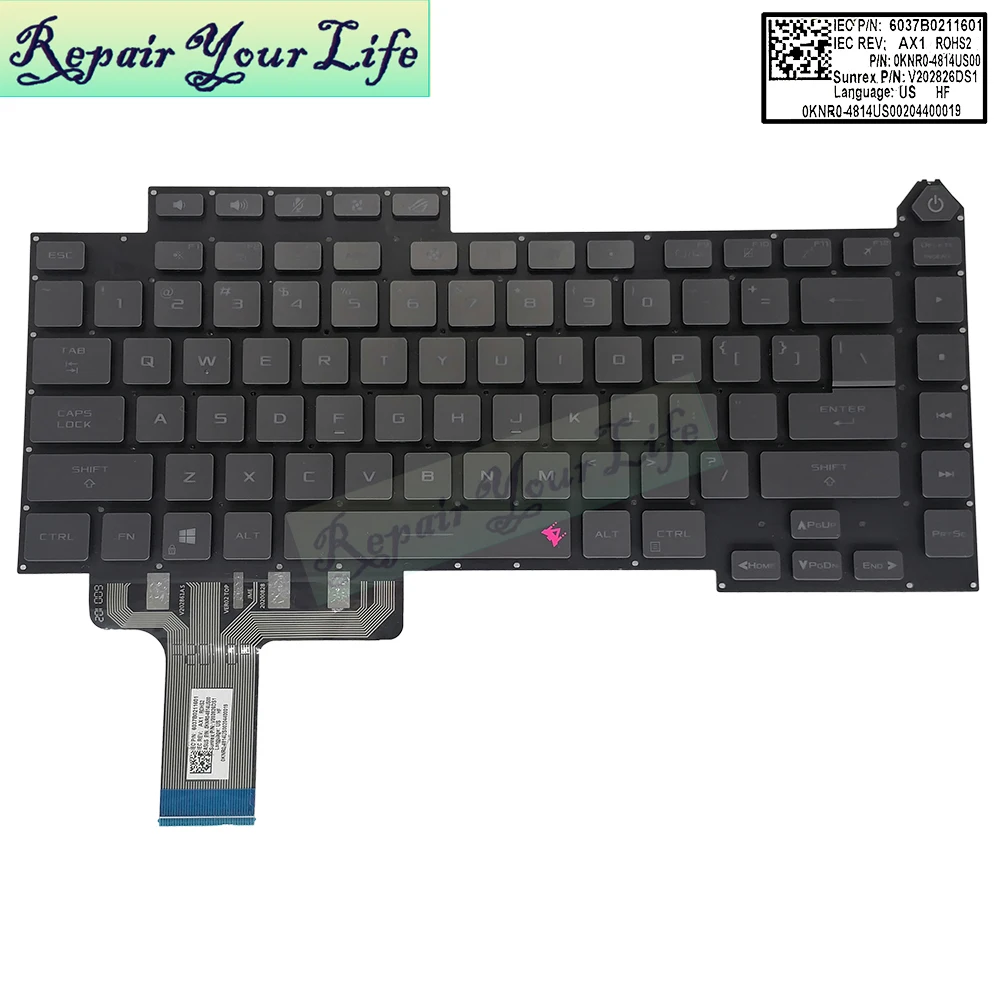 Teclado Retroiluminado do Portátil dos Eua G513 Asus Rog Strix G15 G513q G513qm G513qy Gl543 Inglês 0kbr04810us00 4812us00 4814us00 - Imagem 4