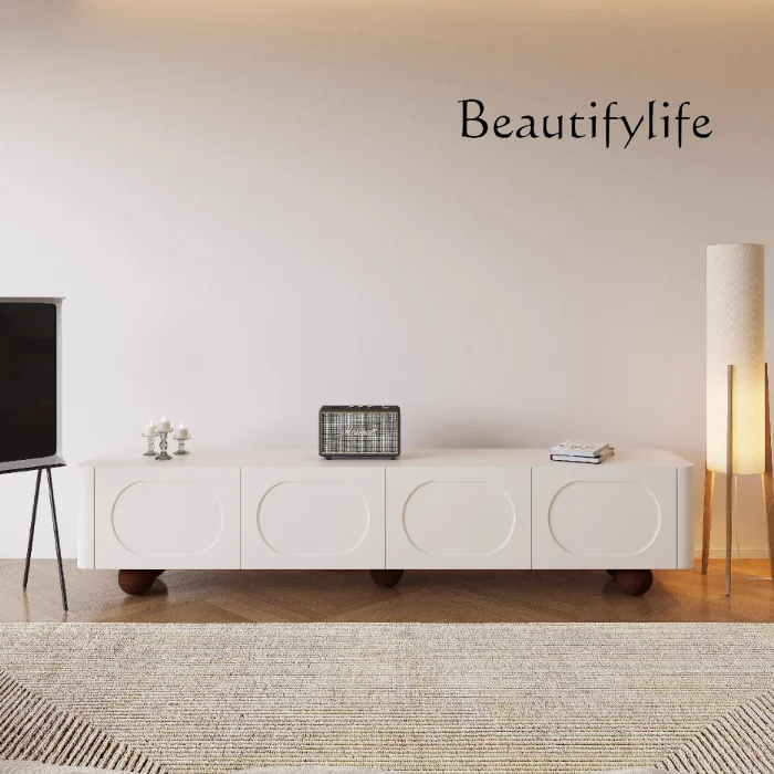 

French Modern Minimalist Italian TV Cabinet Nordic Style Solid Wood Chest of Drawer Locker for Living Room