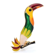  Wuli&baby Big Mouth Bird Brooches For Women Men 3-Color Enamel Singing Bird Animal Brooch Pins Gifts 