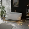 Acrylic Freestanding Bathtub Contemporary Stand Alone Soaking Tub with Overflow and Drain, , Luxury White hot tub 2
