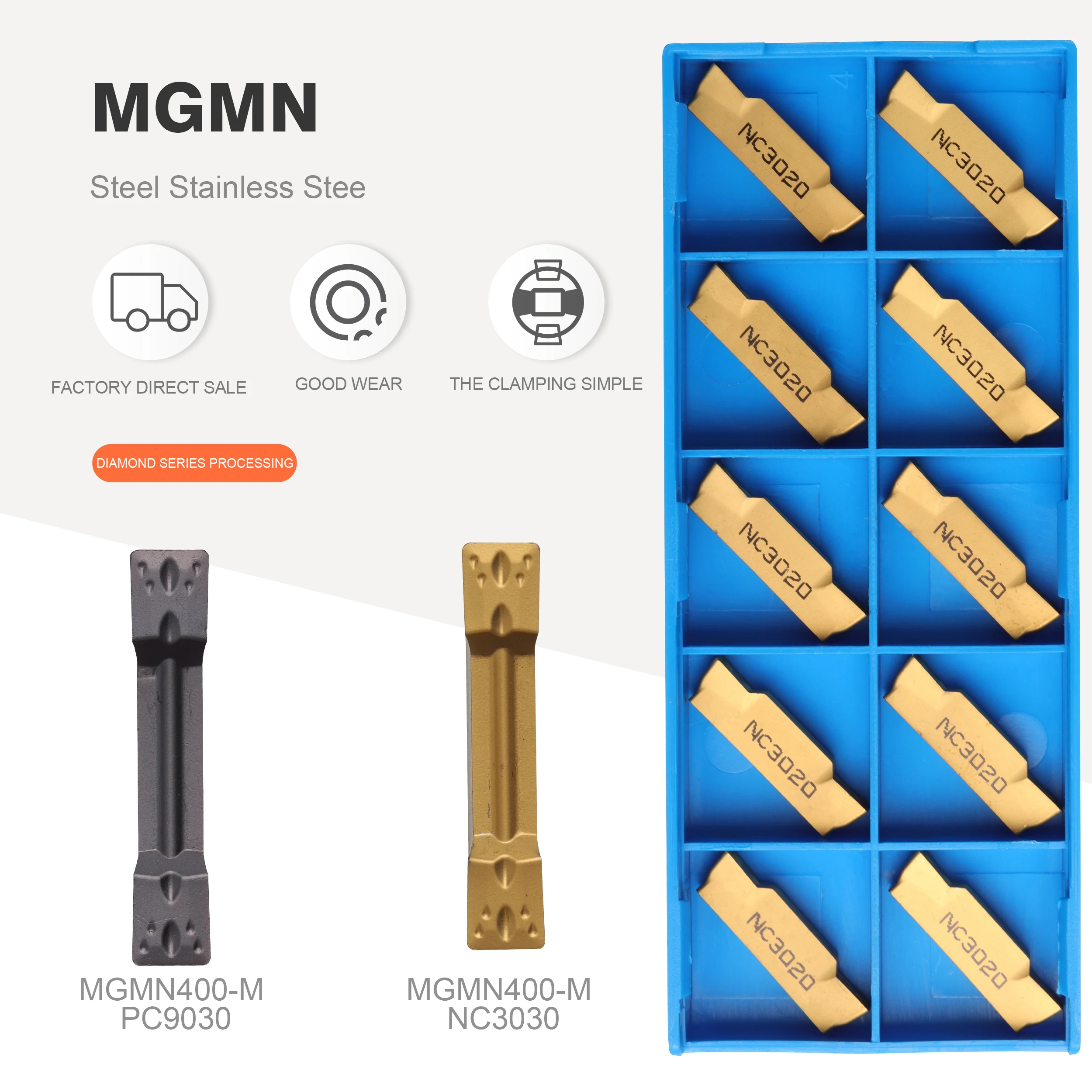 

10PCS MGMN150 MGMN200 MGMN300 MGMN400 NC3020 NC3030 PC9030 grooving tool CNC slotted carbide metal turning lathe tools