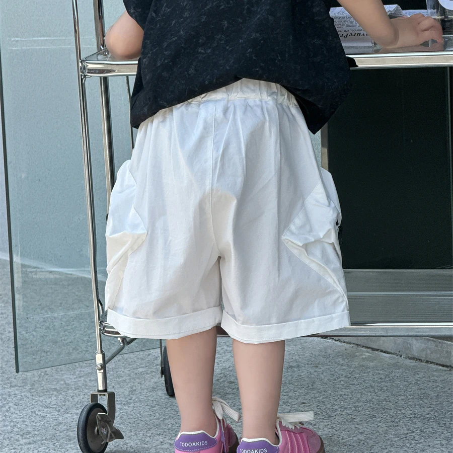 남아 여름 반바지, 얇은 스타일  여름 옷, 2024 한국 버전, 어린이 주머니 바지, 신제품