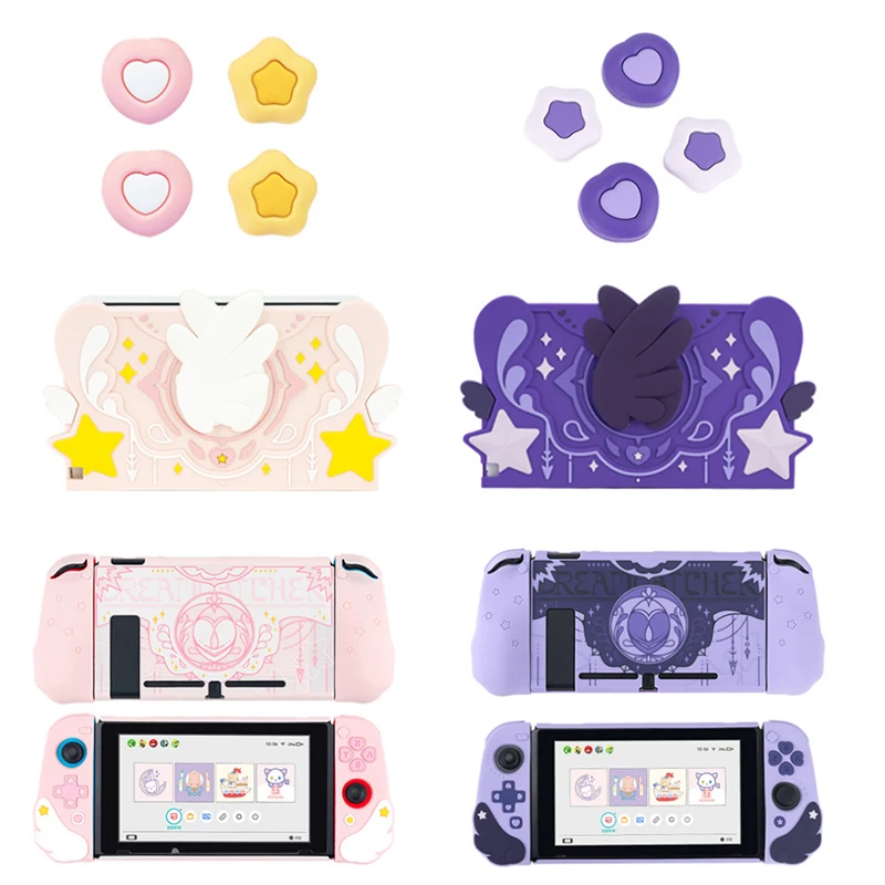 Star Wings Tv Dock Charger Protezione In Silicone Per Switch/Ns Oled Hard Case Joy-Con Soft Hand Grip Shell Thumb Stick Cap Cover