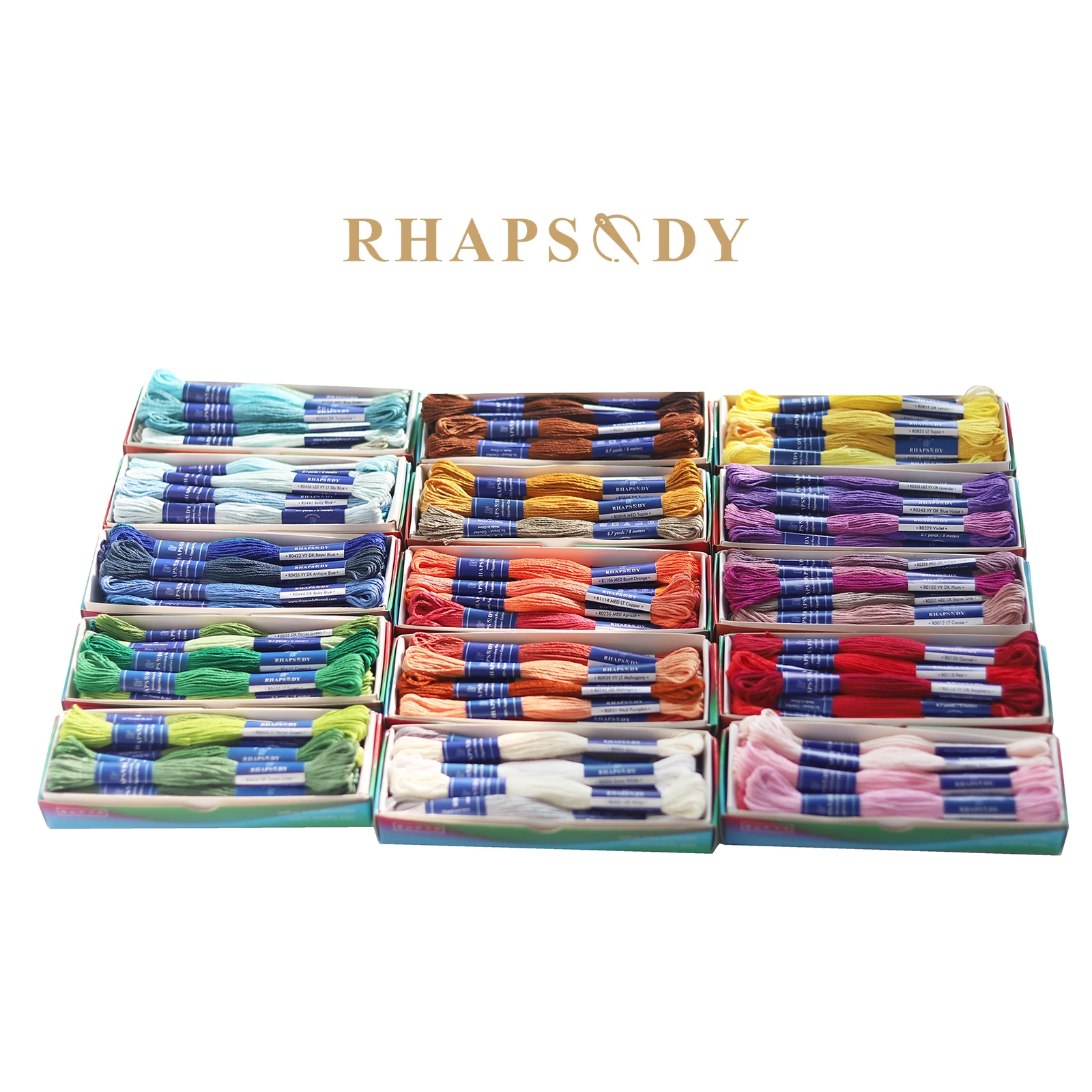 Rhapsody Premium Egyptian Cotton Embroidery Floss Collection - 12 Vibrant Colors, Double Mercerized, 8-Meter Skeins