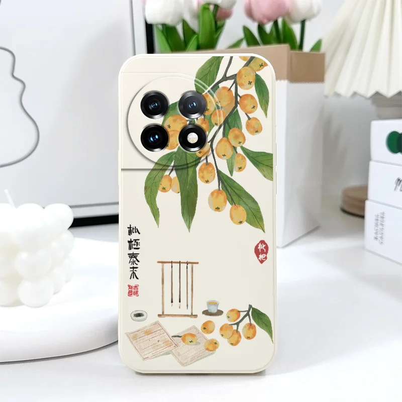 Elegant Loquat Liquid Silicone Phone Case Cover