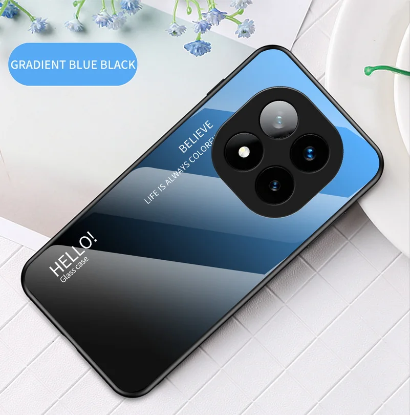 Gradient Tempered Glass Protective Glossy Back Cover Case