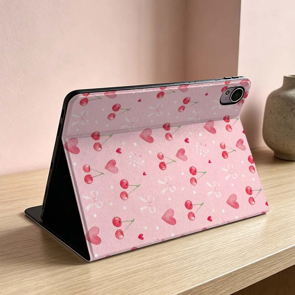 Pink Cherry Bow Pattern Soft Tablet Case - Vibrant and Stylish Protective Cover