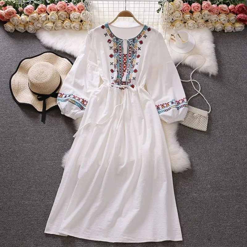 

2024 New Spring Summer Women Maxi Dresses Casual Floral Printed O-neck Woman Bohe Beach Party Long Dress Mujer Vestidos