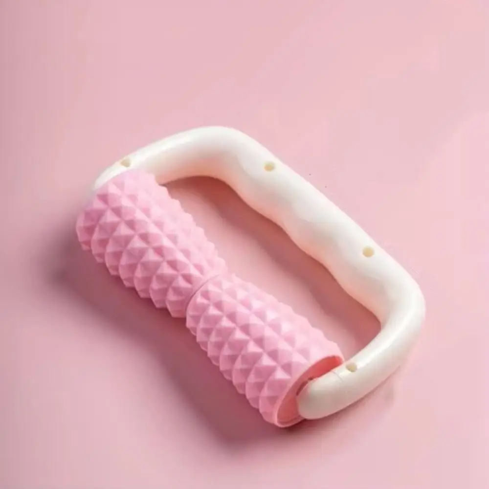 Double Wheels Hand-held Muscle Massage Roller Shoulder Neck Fitness Physiotherapy Massage Roller Pressure Legs Body Massage Tool