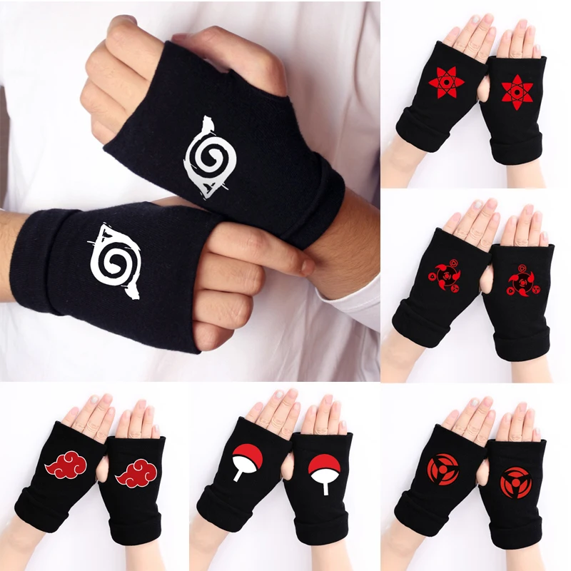 Аниме Наруто Косплей перчатки для женщин мужчин детей Akatsuki Red Cloud Ninja косплей s
