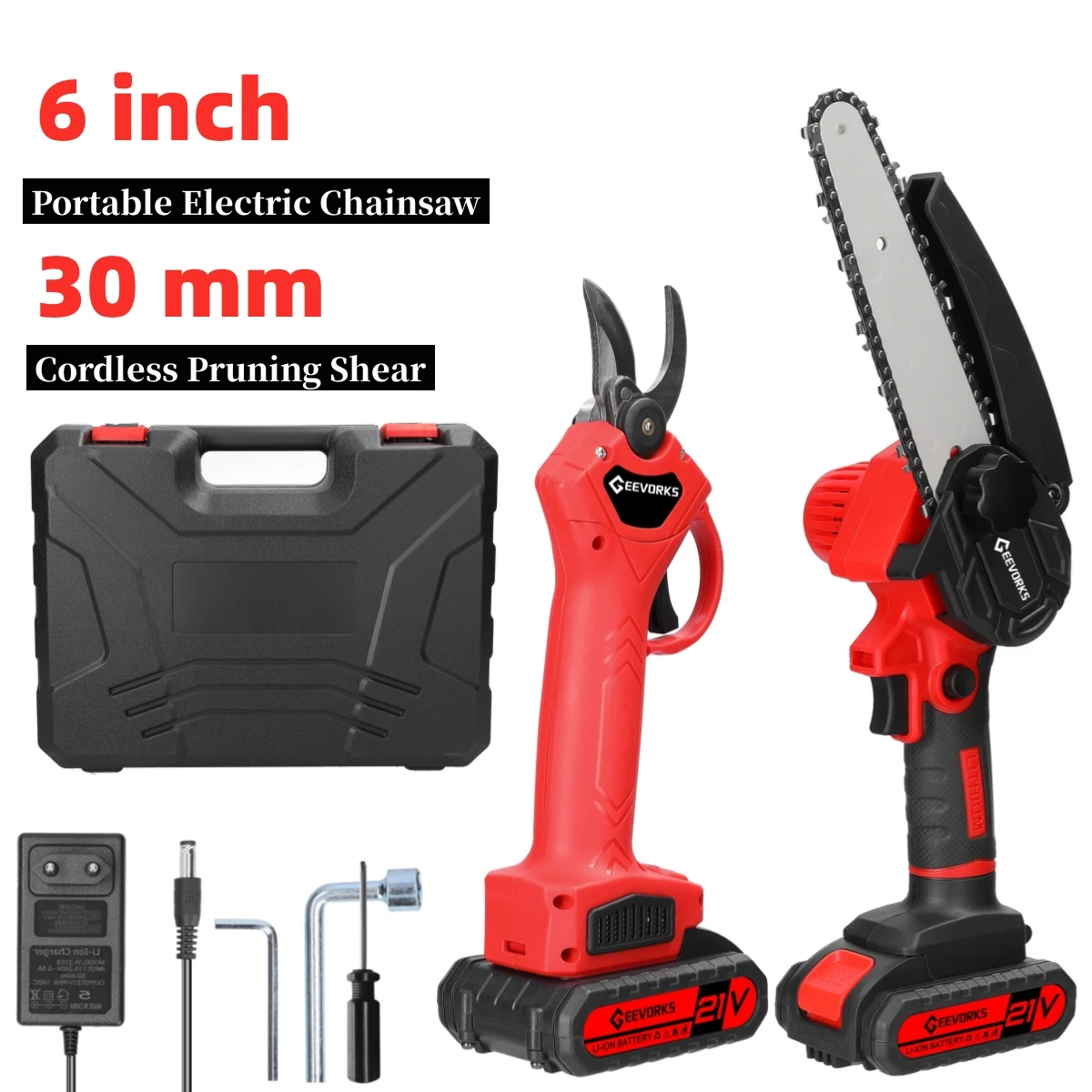2in16inchElectricChainSawCordlessPruningShearSetWoodworking
