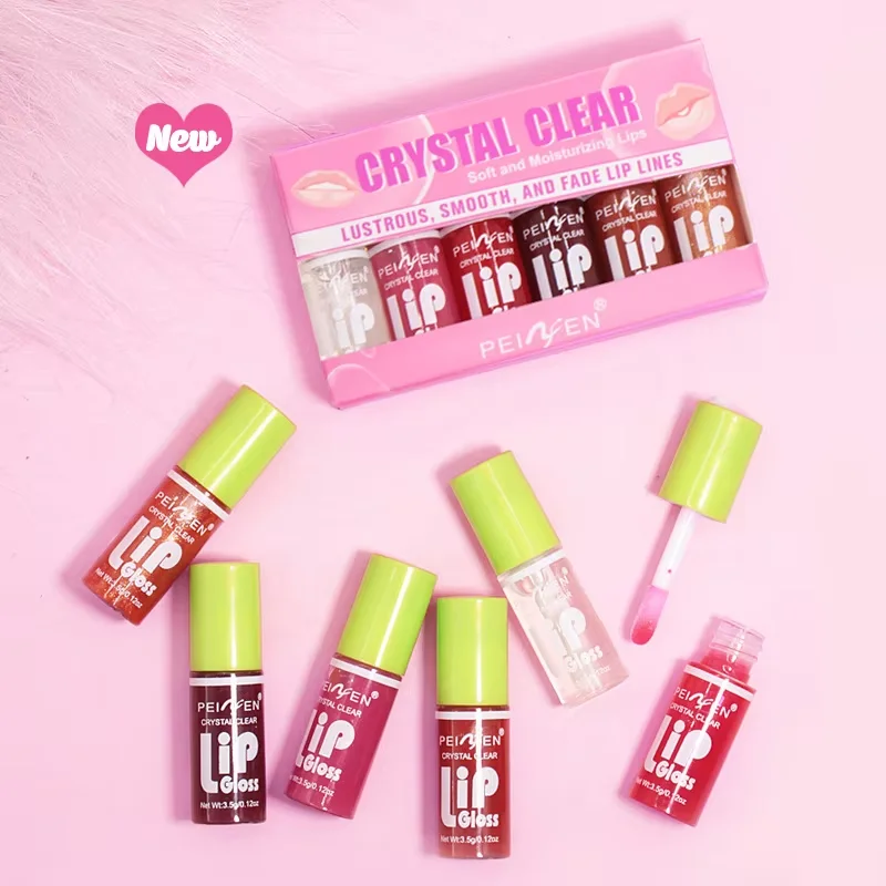 thumbnail image 1 of 6PCS Moisturizing Lip Gloss Transparent Lip Oil Hydrating Lip Glaze Lip Plumper Hydrating Make Up Liquid Lipstick Set Cosmetics, 1 of 5