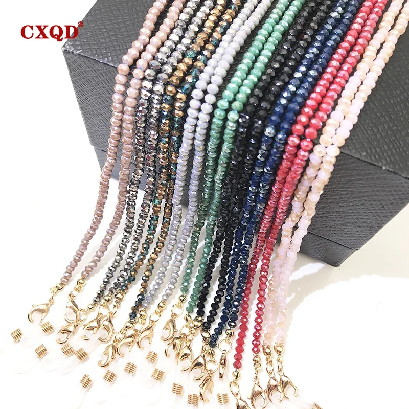 Handmade Fashion 3mm Electroplated Reading Glasses Chain Beaded Lanyard Women's Sunglasses Cords Eyewear Mask Holder Gift reading glasses chain