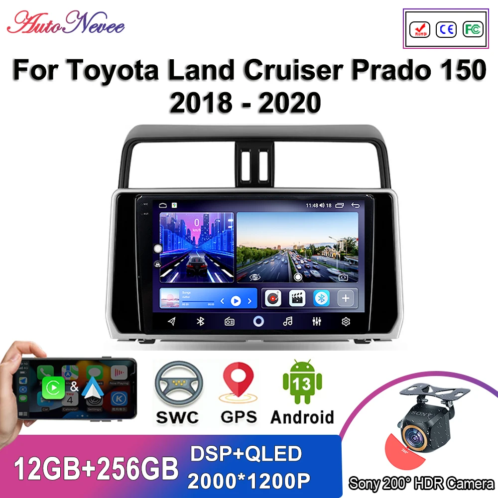 

Android 13 For Toyota Land Cruiser Prado 150 2018 - 2020 Car Radio Multimedia Video Player Navigation GPS No 2din dvd 5G Wifi BT