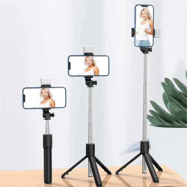All In One Expandable Portable IPhone Tripod Selfie Stick Selfie Stick With Remote With Detachable BT Wireless Remote Compatible 6