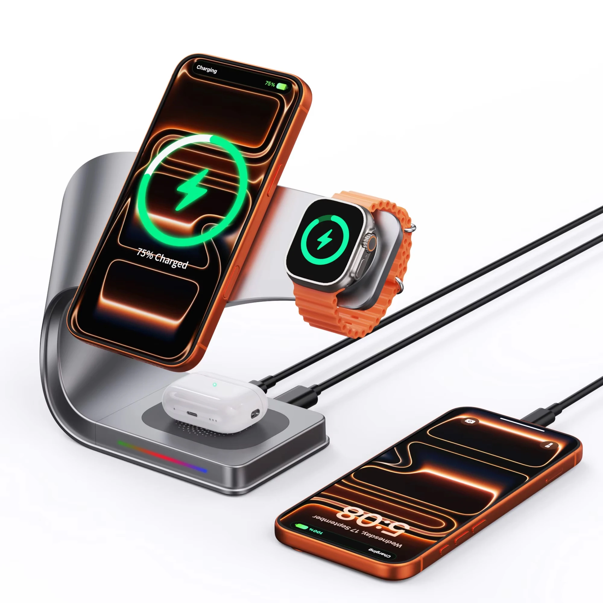 4 in 1 Wireless Charger Metal Shell Magnetic 15W Fast thumbnail 3