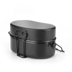 Portable Aluminum Alloy Mess Kit for Camping, Hiking, and Outdoor Cooking (Black)
