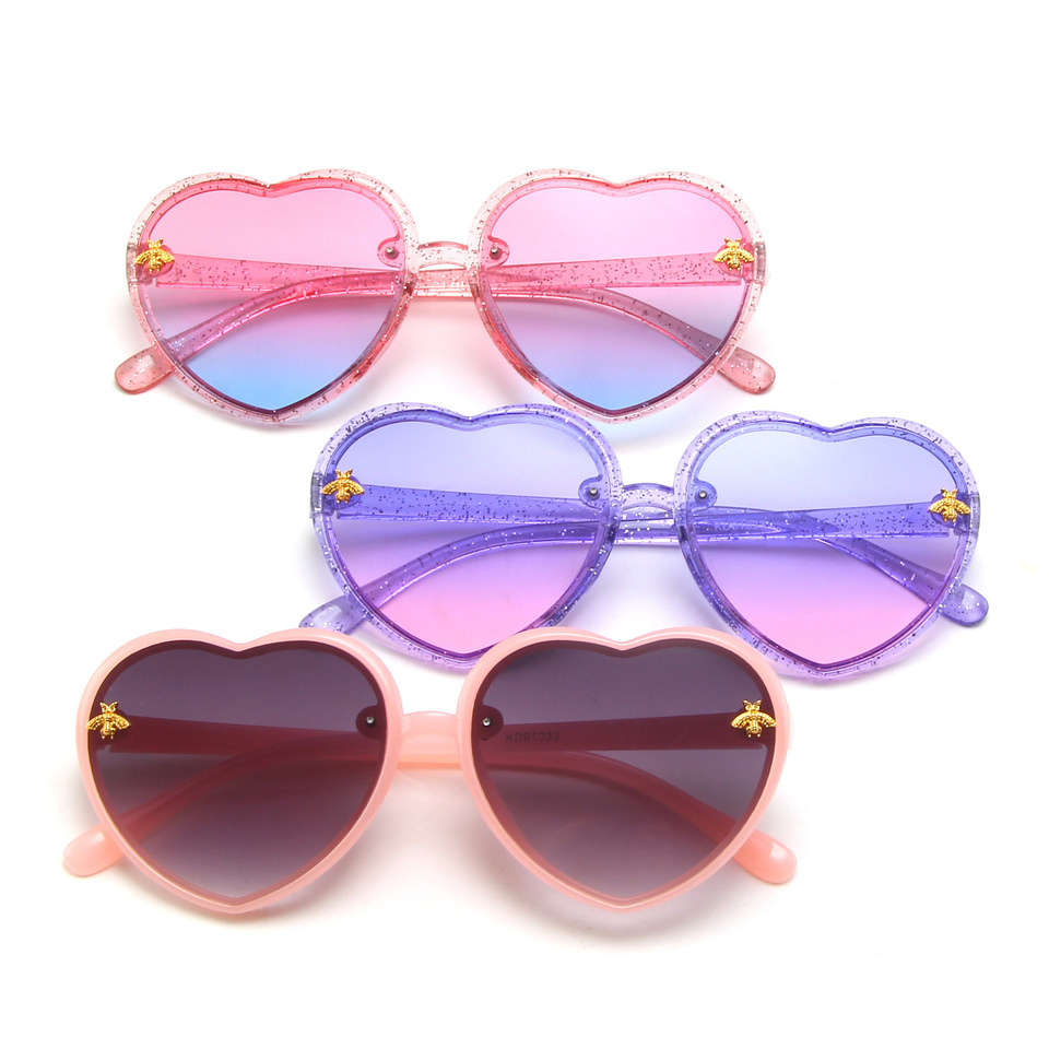 New Fashion Brand Heart Kids Sunglasses Children Cute Pink Cartoon Bee Sun Glasses Girls Boys Baby Gradient Eyewear