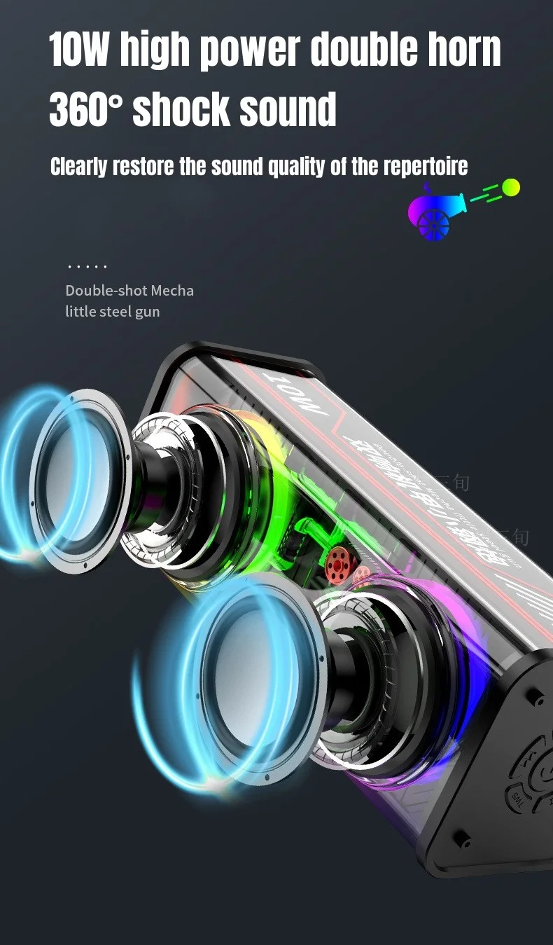 V8 Transparent Mecha Bluetooth Speaker description image 11