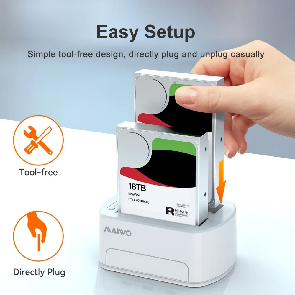 MAIWO 2.5/3.5-inch HDD Case USB3.0 To SATA Hard Drive Duplicator Docking Station for 2.5/3.5 Inch HDD SSD Support Offline Cloner