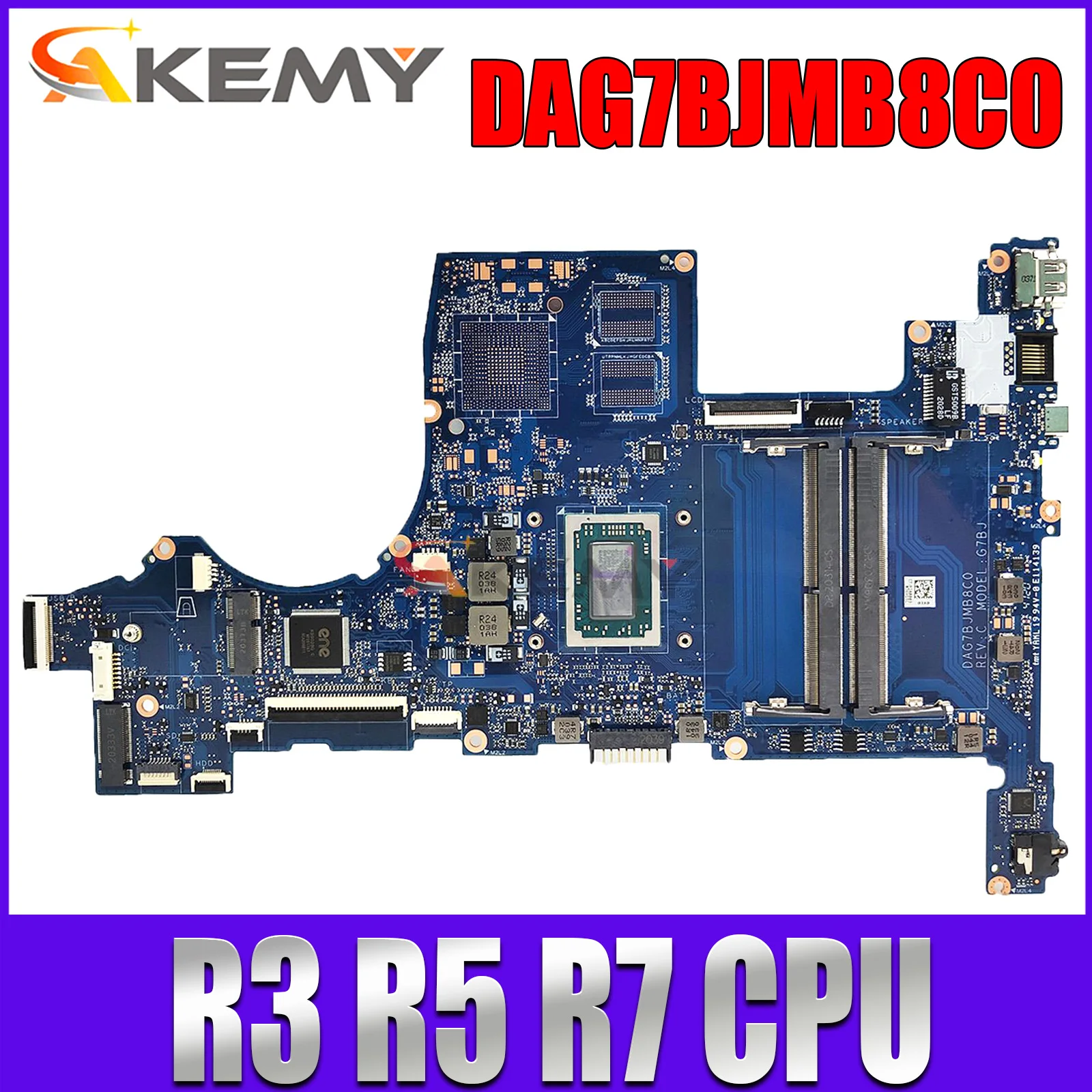 Placa-mãe Portátil para hp Pavillion 15-cw Tpn-q210 Mainboard r3 r5 r7 Cpu Amd Ddr4 G7bj Dag7bjmb8c0